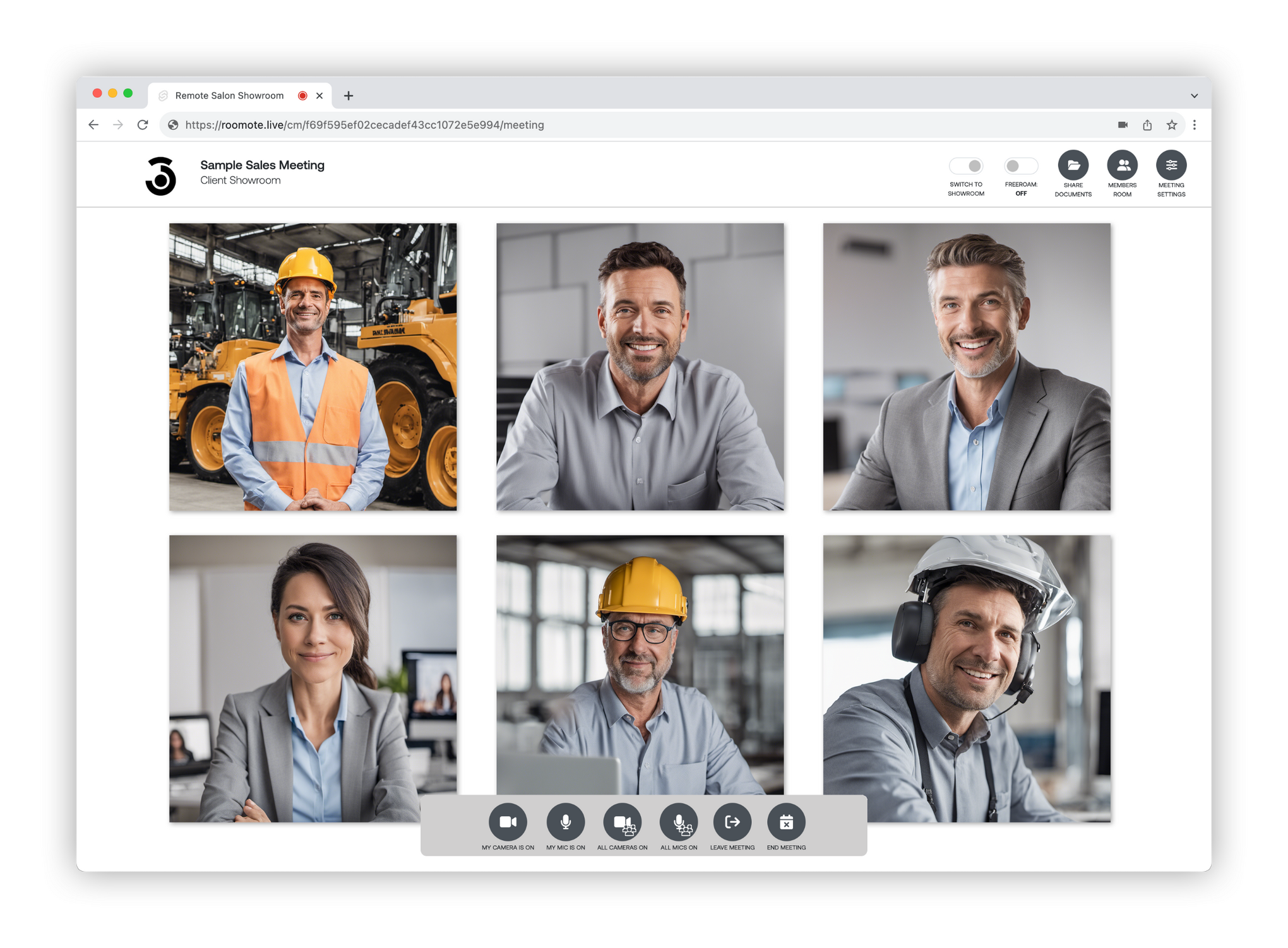 Roomote platform showcasing a videoconference
